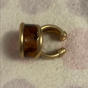 Gold and Brown Hoop Earrings